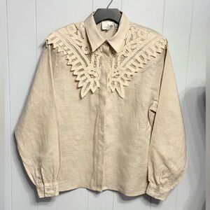 #14)  Elegant Beige Lace Blouse